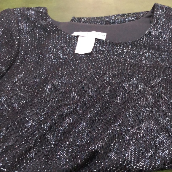 Jessica Howard Vintage 90s Maxi/Formal Dress, Black w/Blue Metallic Thread SZ 10 - Picture 12 of 13